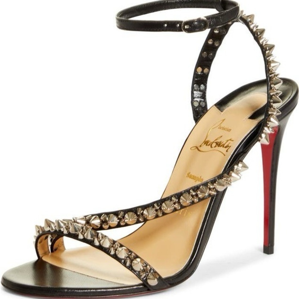Christian Louboutin Black and Silver Studded Heels